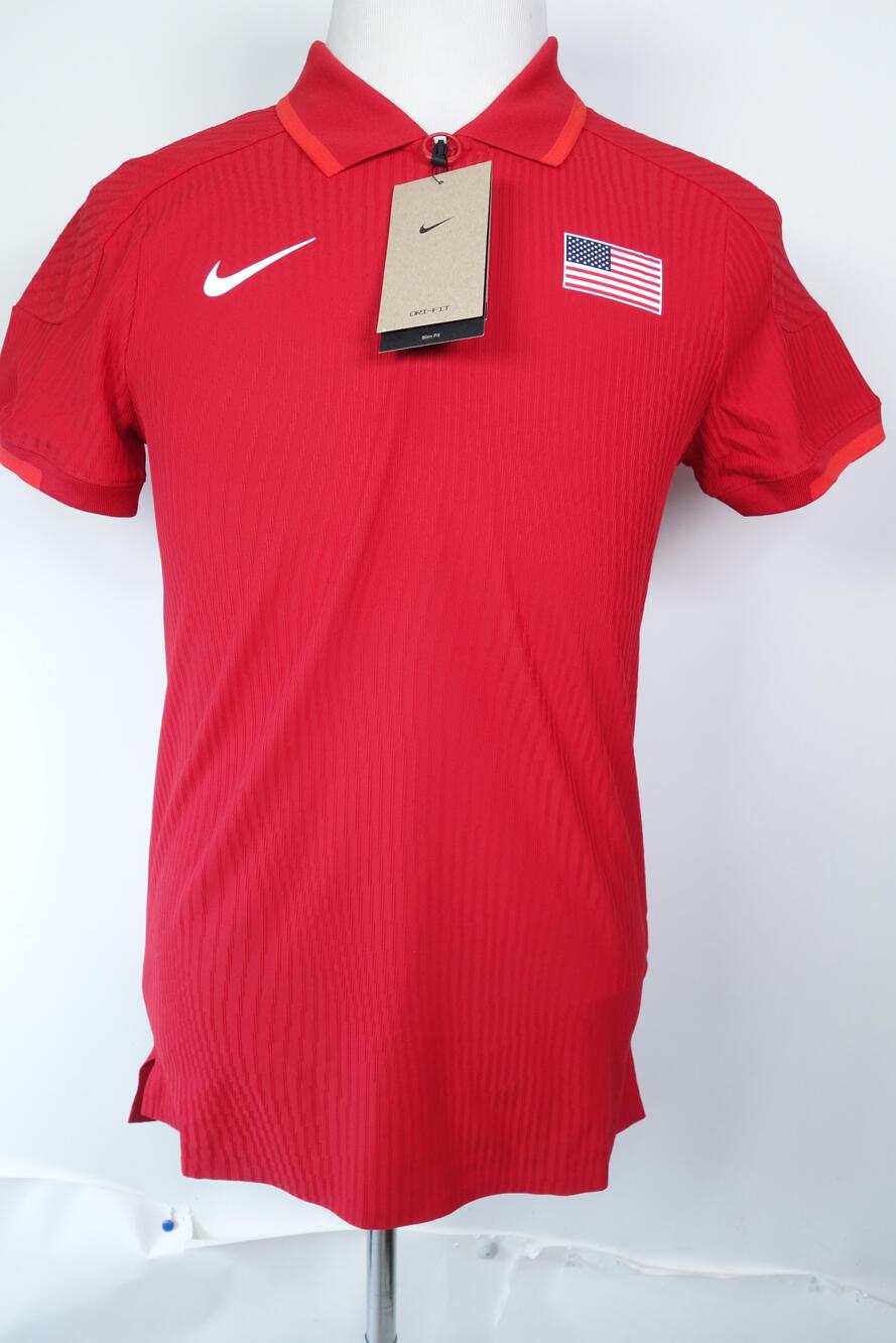 NikeCourt Dri-FIT Polo Shirt Mens Small Red USA Flag Slim Fit Tennis FD8720-690